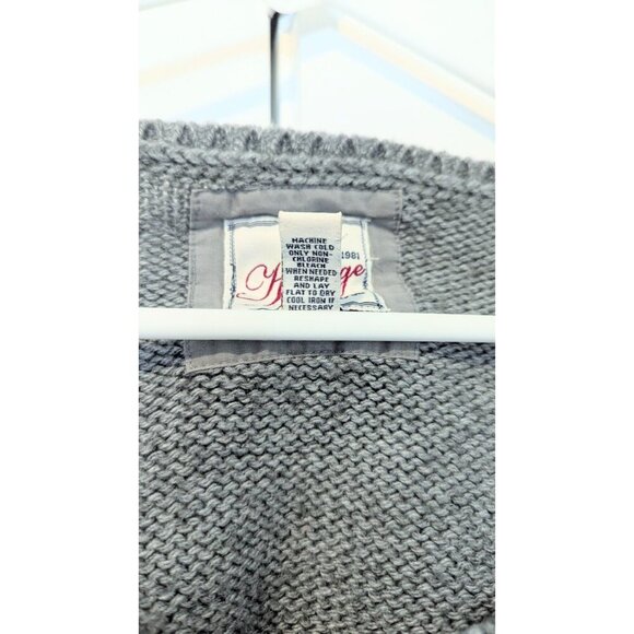 Heritage 1981 Cropped Sweater Large Y2K Grey Wool Scoop Neck 3/4 Bell Sleeves - Picture 4 of 4